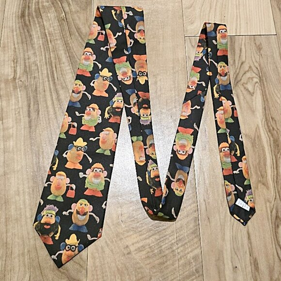 Vintage 1995 Ralph Marlin Mr. Potato Head Novelty Neck Tie Black 56" EUC - Picture 5 of 9
